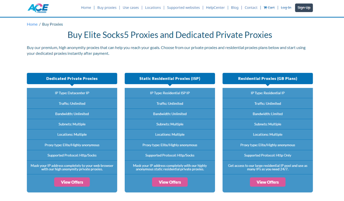 Ace Proxies Pricing