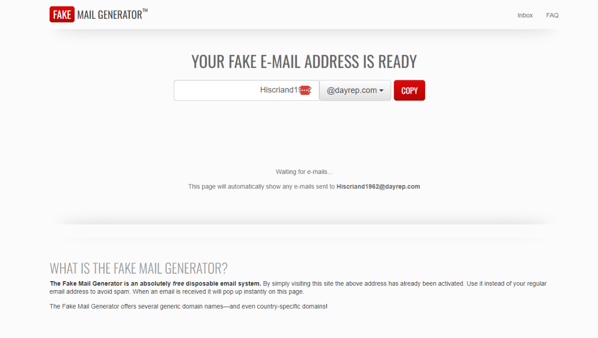 Fake Mail Generator