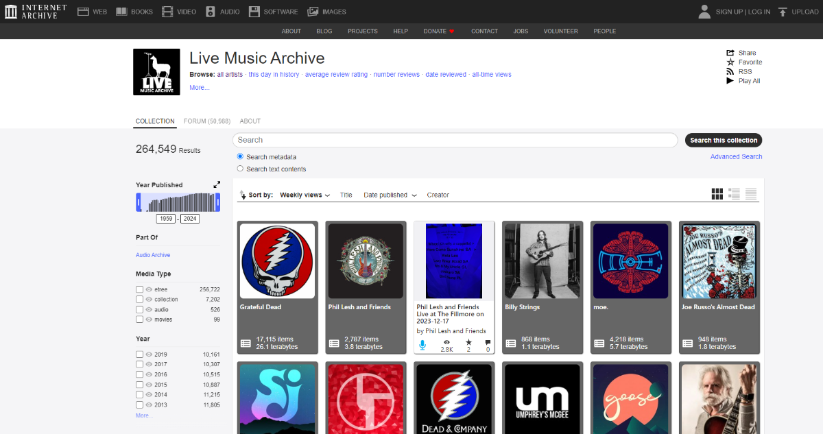 Internet Archive Live Music Archive