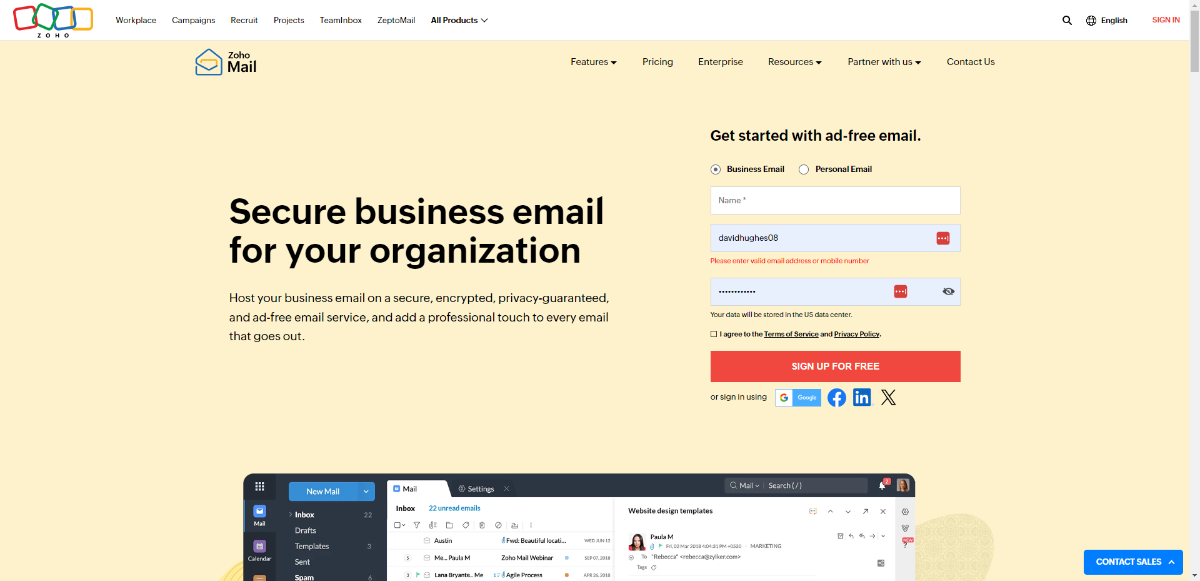 Zoho Mail Home