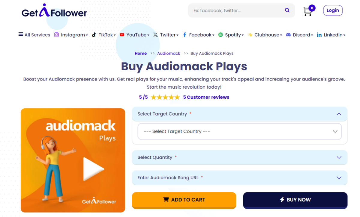 GetAFollower Buy Audiomack Plays 1