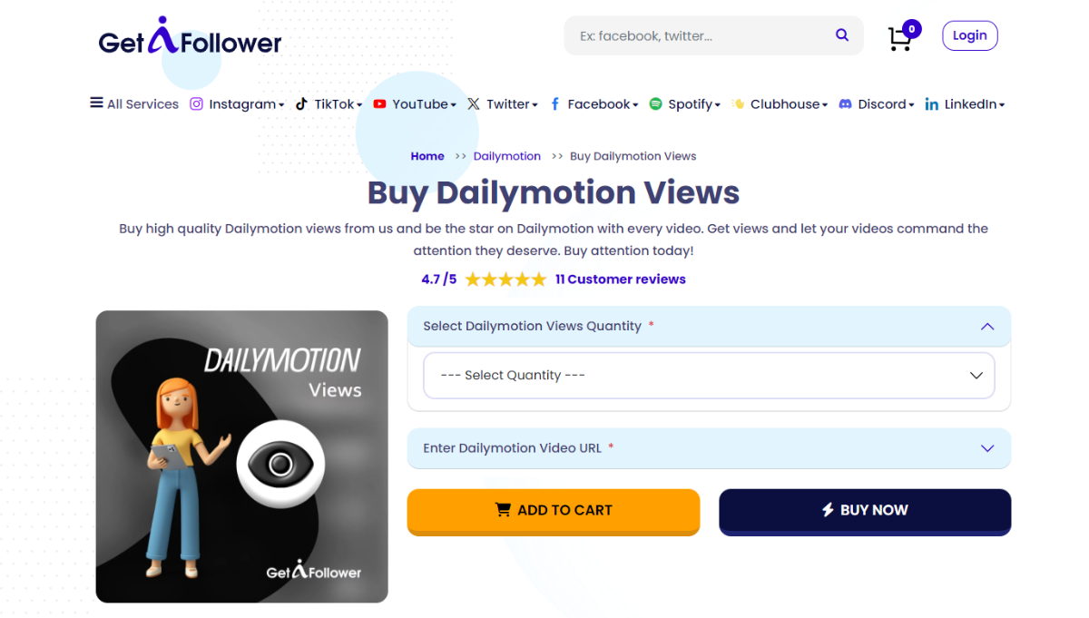 GetAFollower Buy Dailymotion Views