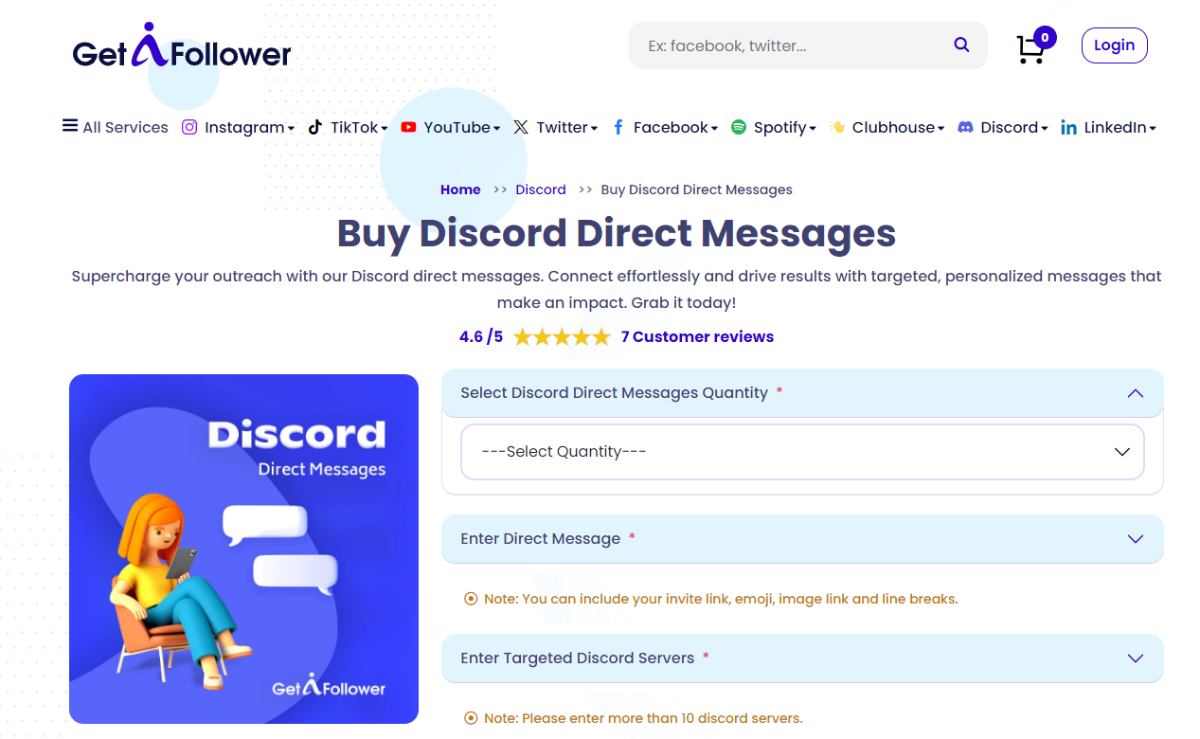 GetAFollower Buy Discord Direct Messages