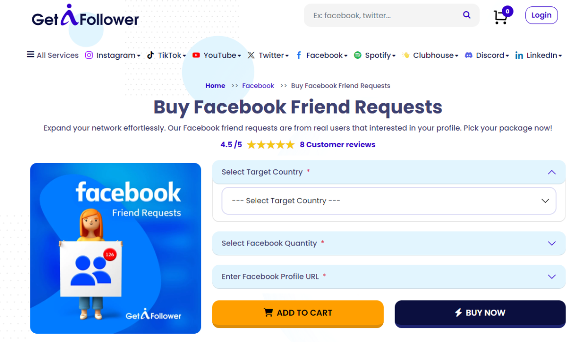 GetAFollower Buy Facebook Friend Requests