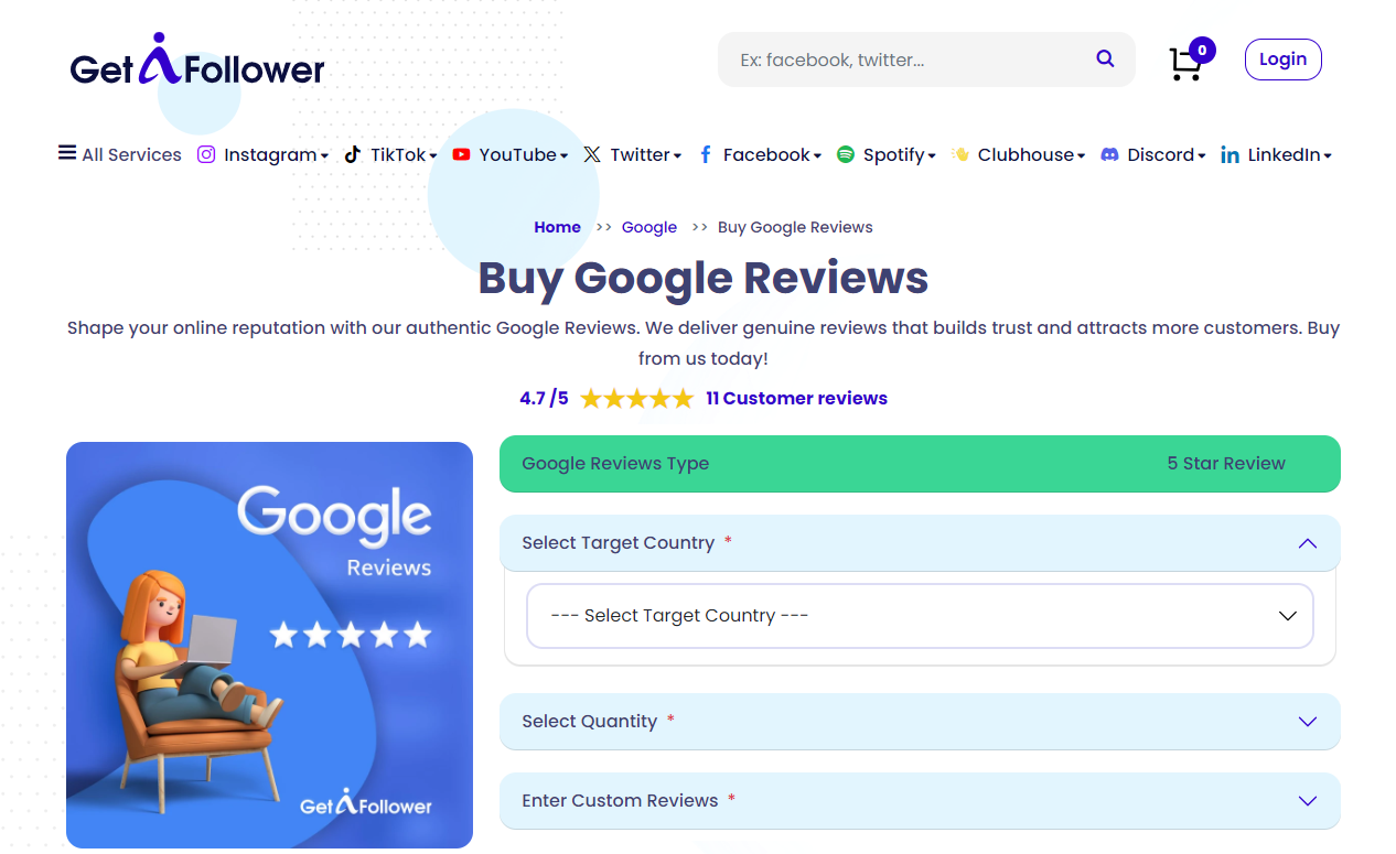 GetAFollower Buy Google Reviews