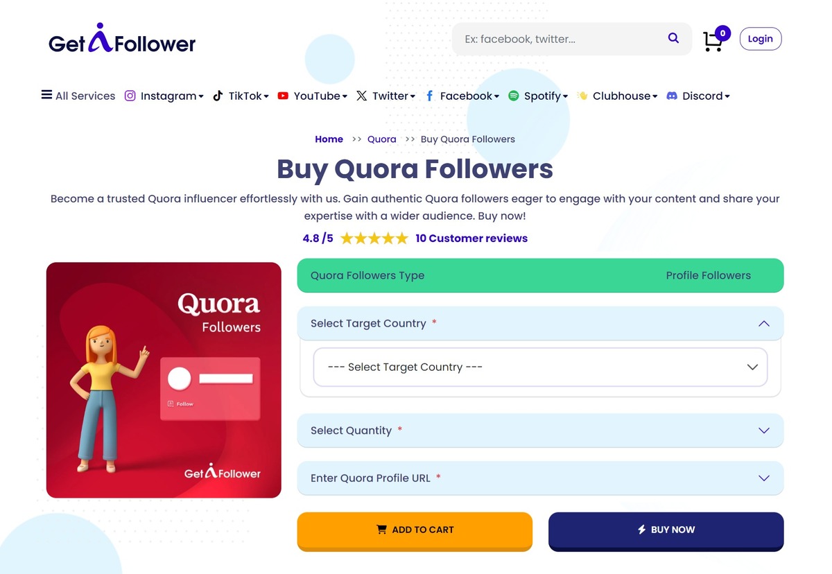 GetAFollower - Buy Quora Followers