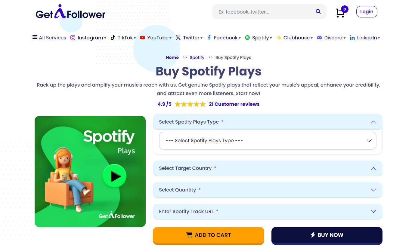 GetAFollower Buy Spotify Plays
