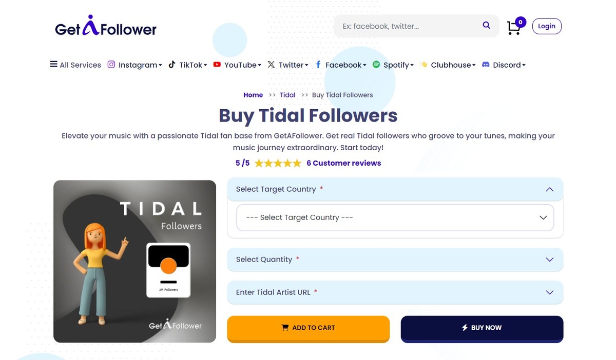 GetAFollower - Buy Tidal Followers