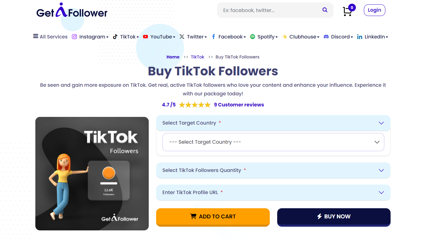 GetAFollower Buy TikTok Followers