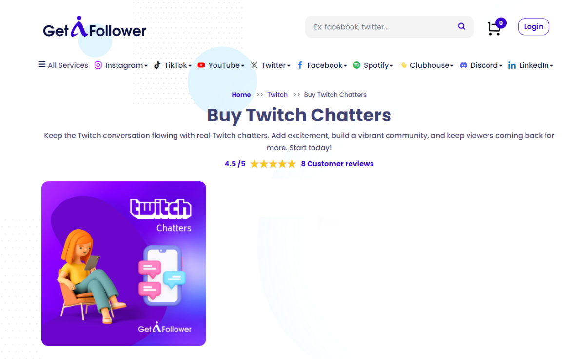 GetAFollower Buy Twitch Chatters