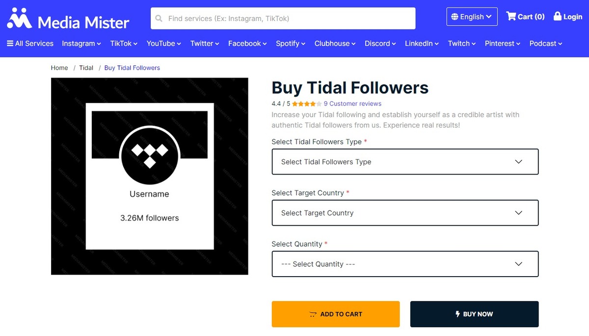 Media-Mister-Buy Tidal Followers