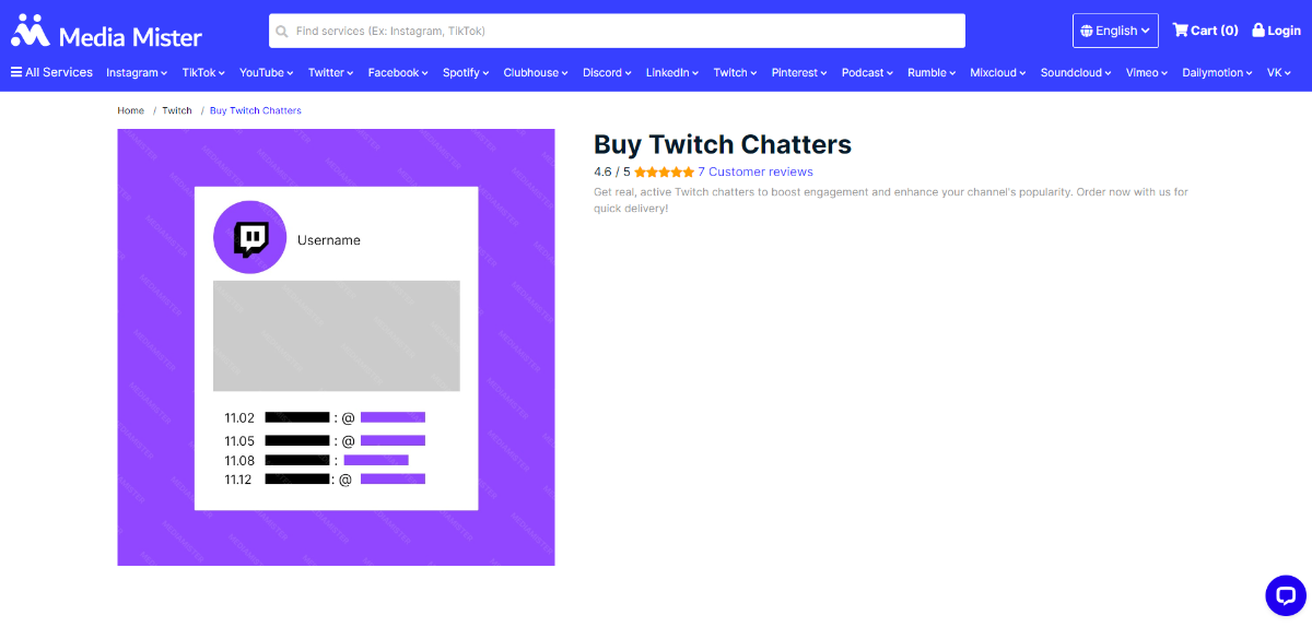 Media Mister Buy Twitch Chatters