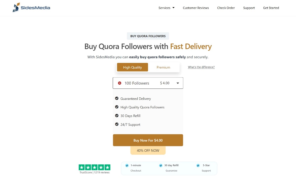 Sidesmedia - Buy Quora Followers