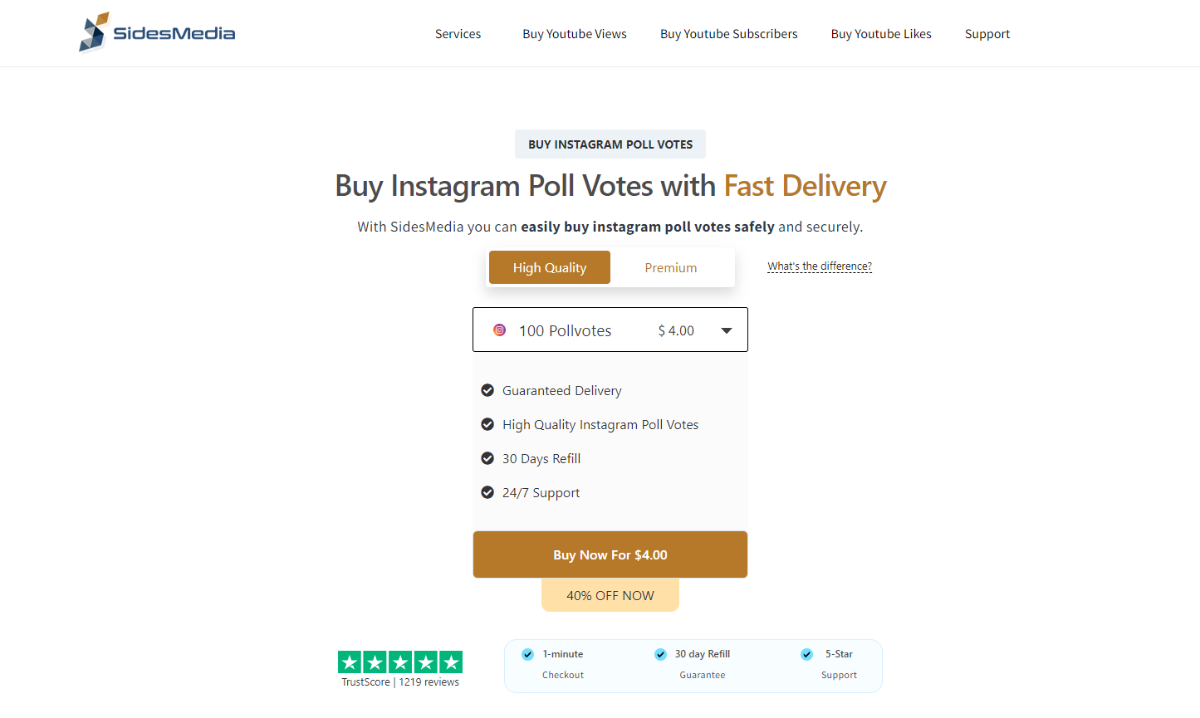 SidesMedia Buy Instagram Story Poll Votes